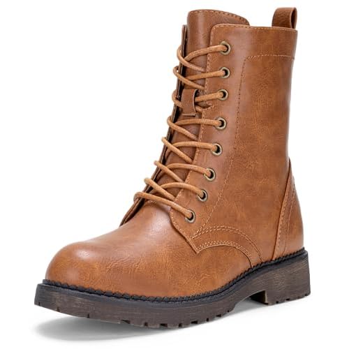 Vepose Women's Combat Ankle Black Flat Boots, Military Fashion 925 Booties Inner Zipper