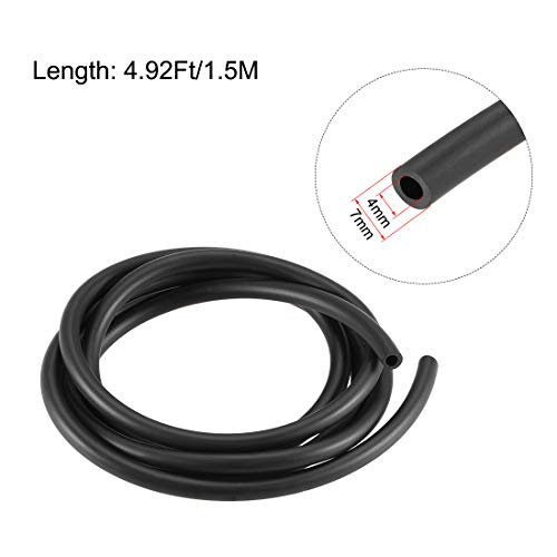Uxcell Lubricating Oil Hose, 4Mm(5/32") Id X 7Mm(9/32") Od 4.92Ft/1.5M Rubber Water Hose Pipe Tubing Black #TOP1