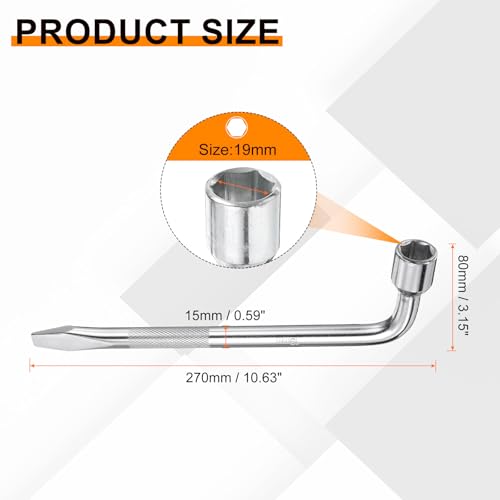 Image of HARFINGTON 2pcs Car Spare Tire Lug Wrench 19mm Carbon Steel l Type Slotted End Hexagon Socket Wrench L-Shaped Tire Repair Tool for Automobile Repair