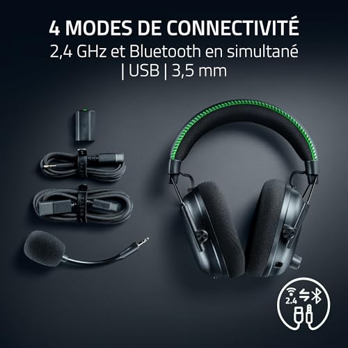 Razer BlackShark V3 Pro Xbox |X Casque e Sport sans Fil avec ANC Réduction Active du Bruit Haut parleurs Triforce 50mm HyperSpeed 2 4 GHz & Bluetooth Equilibre JeuChat XboxPC | - vue 9