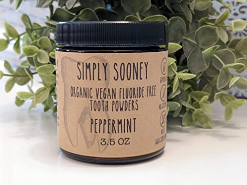 Organic Vegan Fluoride Free Remineralizing Tooth Powder Peppermint Formula 6 Month Supply Glass Jar- No Plastic In Mailing #TOP3