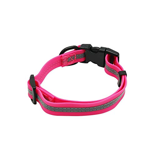 Image of Nimble Reflective Waterproof Dog Collar Adjustable Odor Resistant Easy Clean Pet Collar for Small Medium Large Dogs Night Walking Outdoor Rainy Use (Small (9.45 inch-14.17 inchinches), Pink)