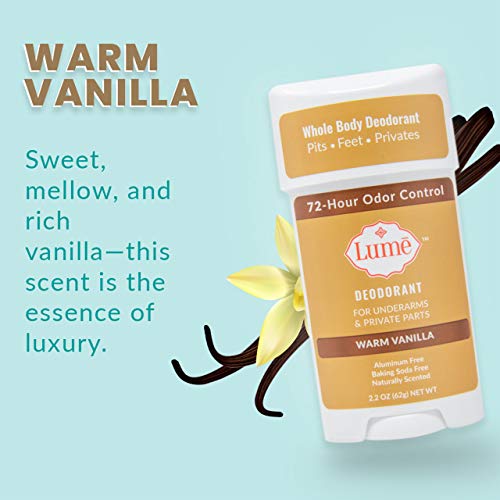 Lume Natural Deodorant - Underarms and Private Parts - Aluminum-Free, Baking Soda-Free, Hypoallergenic, and Safe For Sensitive Skin - 2.2 Ounce Stick (Warm Vanilla)