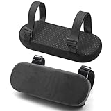 Office Chair Arm Pads, Thick Ergonomic Memory Foam Armrest Covers with Anti-Slip Base for Elbow & Forearm Pressure Relief - Universal Fit for Office, Gaming, and Desk Chairs (2 Pack Black)