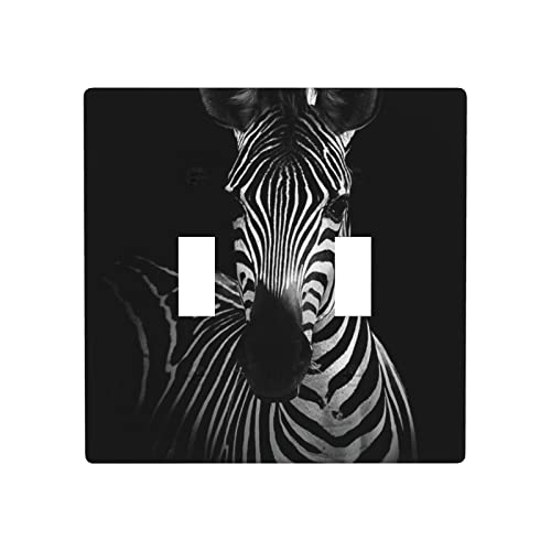 Zebra-Lichtschalter-Abdeckung, Steckdosenabdeckung, Doppelschalter-Wandplatte, dekorative Wandplatte, Standardgröße 11,4 x 11,4 cm
