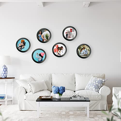 Heipiniuye 2 Pcs Round Picture Frame 8 Inch Wooden Display Frame Circle Photo Frame For Kitchen Gallery Wedding Round Black Frame #TOP6