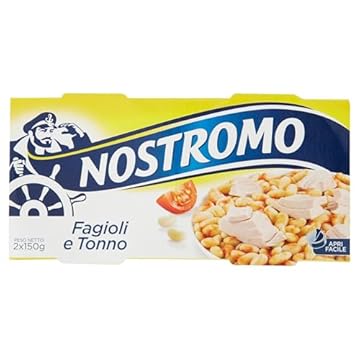 Nostromo - Tonno con Contorno di Fagioli, Piatto Completo e Pronto da Gustare, Apertura Facile, 2 Lattine da 150 gr