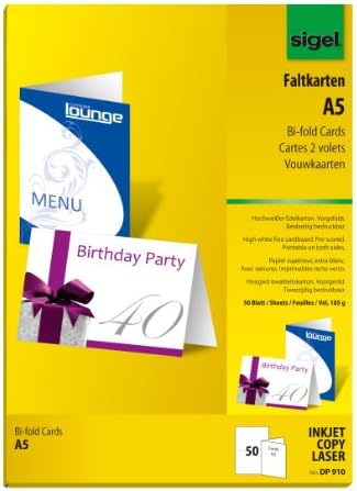 Cartes Pliantes Anniversaire Sigel - Lot 10 Cartes A6 + Enveloppes - 220g/m² Imprimable