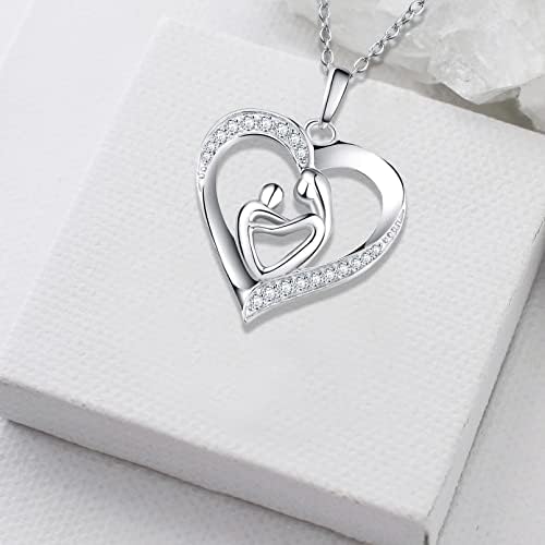 EPVOA Gifts for Mum|Mother Necklace|925 Sterling Silver Necklace for Women|Mother Day Birthday Gifts from Daughter Son(16+2 inches)