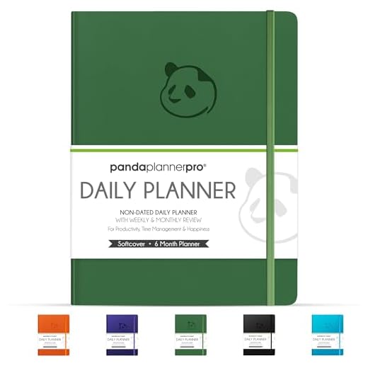 Panda Planner Pro A4 Daily Planner 2026 – 6 Month Undated Daily Productivity Planner with Large 8.5x11 Layouts, Weekly & Monthly Calendar Planner, Goal Tracker, Habit Tracker & Time Management Organizer – Dark Green