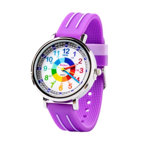 Kiddus Montre Éducative pour Enfants, Montre Bracelet Analogique pour Garçon et Fille à partir de 5 Ans, 3ATM et 5ATM, Première Montre avec Heures et...