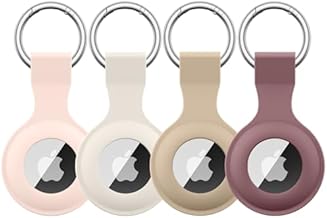 4 Pack Airtag Case Holder for Apple Air Tag, Airtag Case with Anti-Lost Keychain, Silicone Protective Cover for Kids' Backpacks, Dog Collars, Luggage, Multi-Color Protective AirTag Accessories