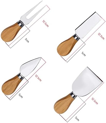 EHIOG 4Pcs Cheese Knife Set,Mini Cheese Knives Set Stainless Steel Cheese Knife Set Wooden Handle for Cake Dessert Cheese Salad