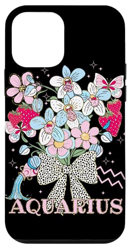 Acuario Zodiac Mujeres Fresa Coqueta Arco Floral Agua Carcasa para iPhone 12 mini