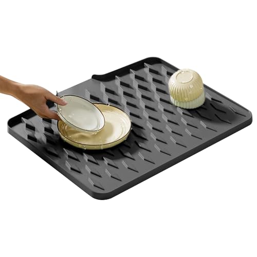 キッチンカウンター用乾燥マット,滑り止め加工 速乾性 排水パッド | コンパクト 水切りマット,蛇口・シンク・コーヒーステーション・トイレ・シャワールーム・アパート・バー・バスルーム用