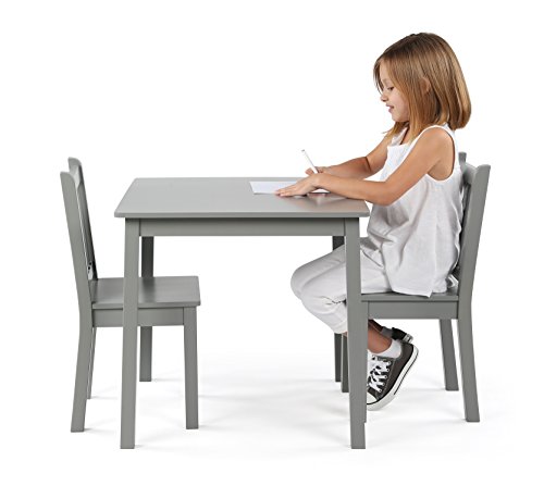 Humble Crew, Grey Kids Wood Table And 2 Chairs Set, Square #TOP5