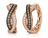 4 CT Round Shape Brown and White Diamond Intertwined Wedding Engagement Hoop Earrings In 14K Rose Gold Plated