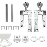 Toilet Seat Hinge Replacement Kit, Universal Metal Hinges with Bolts, Screws, Nuts, Washer Bathroom Hardware Fittings for Most Wooden Toilet Seats, Easy Install