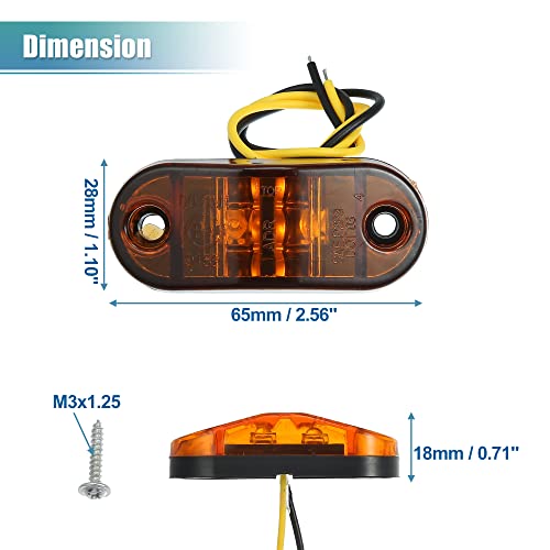 X Autohaux Side Marker Light Assemblies Universal For Trailer Truck Lorry Rv Boat 2.56 Inch 2 Diodes Amber Lens Sealed Waterproof Oval Amber Led Indicators Clearance Lights 10-30V Abs 4Pcs #TOP2