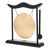 Cabilock Fengshui Kupfer Gong Tischdekoration Zen Feng Shui Gong aus Kupfer und Holz Langlebig Elegant für Wohn Büroraum Fengshui Deko Geschenk Einzug Hauseinweihung Entspannung
