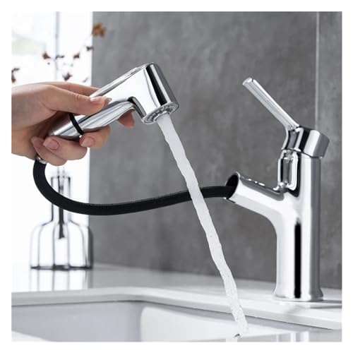 Grifo extraíble para lavabo monomando de latón dorado corto 8