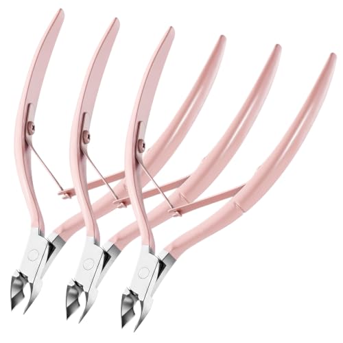 Image of MelodySusie 3 Pack Stainless Steel Cuticle Trimmers with Sharp Edge, Pink