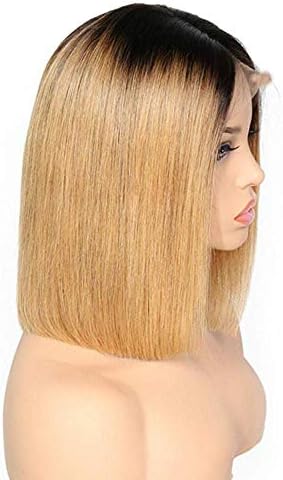 Ombre Color 1B/27 Honey Blonde Lace Front Wigs Human Hair For Women Short Bob Lace Front Human Hair Wigs Pre Plucked 150% Density 12Inch