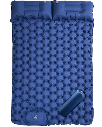 Rantizon Double Camping Mat, Self Inflating Camping Mat Double Sleeping Mat Camping With Pillow Thicken Foot Press Extra Camping Mattress Double for Outdoor Backpacking Hiking
