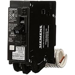 SIEMENS QF120A Gfci Circuit Breaker, Plug In, Self Testing, 20 Amp, 1-Pole, 120 Volt