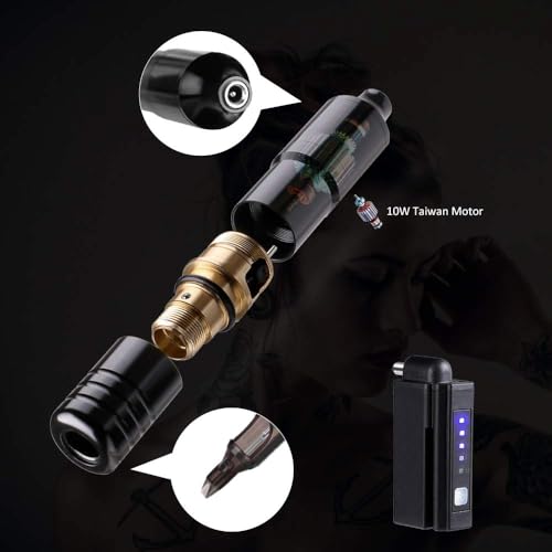 Solong Tattoo Pen Kit Rotary Tattoo Gun Machine with Wireless Tattoo Power Supply 50Pcs Cartridge Tattoo Needles EM128KITPRD50-1-US - Thumbnail 5