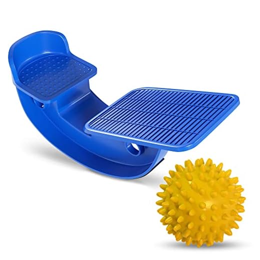 ProHeal Foot Rocker Calf Stretcher with Spiked Ball Massager - for Plantar Fasciitis, Achilles Tendonitis - Calf, Foot, Heel, and Ankle Stretcher - Lower Leg Pain Relief - Blue with Yellow Ball