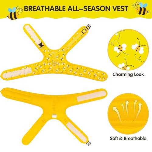BINGPET Cat Harness with Leash and Collar for Walking - Escape Proof with 59 Inches Leash - Adjustable Soft Vest Harnesses for Medium Large Cats Bee