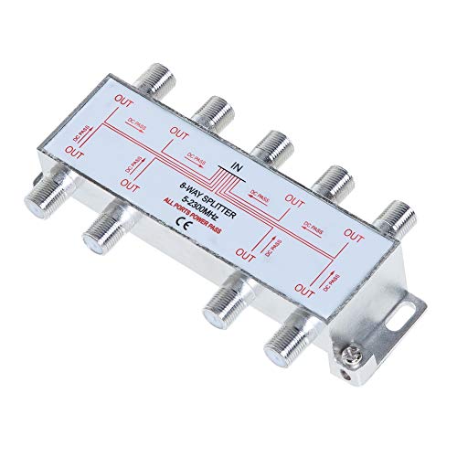 8 Way Bi-Directional 5-2300 MHz Coaxial Antenna Splitter for RG6 RG59 Coax Cable Satellite HDTV (8 Ports)