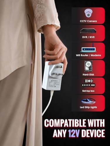 Image of 12V 2.5A Power Adapter, Power Supply for Router, LED Strip, CCTV Camera, Modem, Set Top Box /DTH Box, DIY Boards, 5.5mm and 4.0mm Jack, 30 Watt DC Output