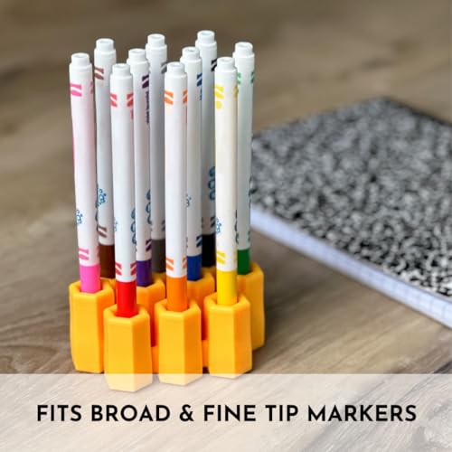 Image of Big Bee, Little Bee - Marker Parker, Holder to Keep Markers Organized, Fits Most Broad and Fine Tip Markers, 100% Silicone, As Seen on Shark Tank, Markers Not Included (Marigold)