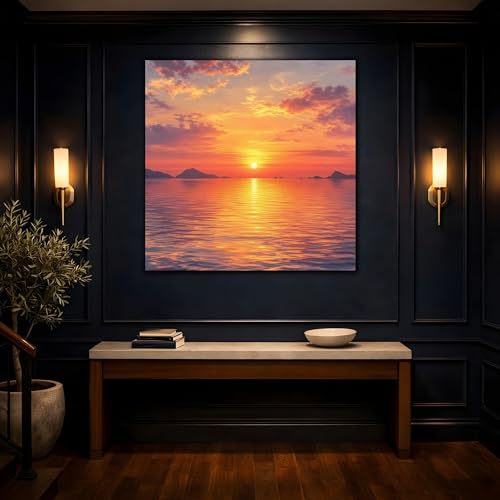 Tableau Sunset Orange Canvas Print 60x60 cm pour salon - 4