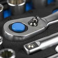 Högert Technik - Werkzeugset 60-tlg Werkzeugkoffer Steckschlüssel, Bits und Zubehör 1/4”, 1/2” Cr-V, Verformungsfest I Ratschenmechanik mit 72 Sperrklinken Set für Heimwerker Garage, Haushalt – Ansicht 2
