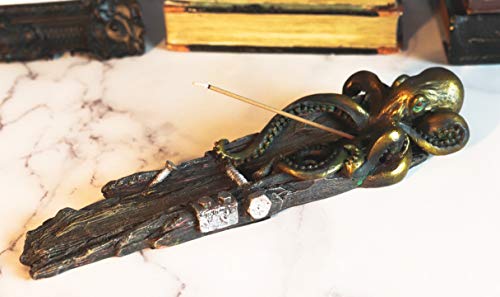 Ebros Nautical Ocean Marine Octopus On Castaway Shipwreck Wooden Deck Incense Stick Burner Holder Resin Statue Sea Kraken Giant Octopuses Themed Decorative Figurine #TOP1