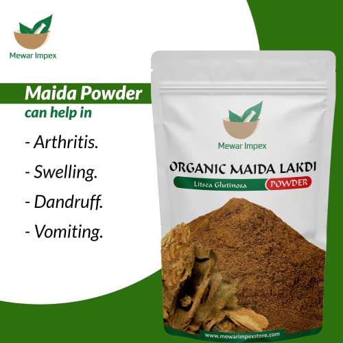 Mewar Impex Organic Meda Lakdi Powder 200 gm -Maida Lakdi Powder - Maida Wood Powder - Litsea Glutinosa