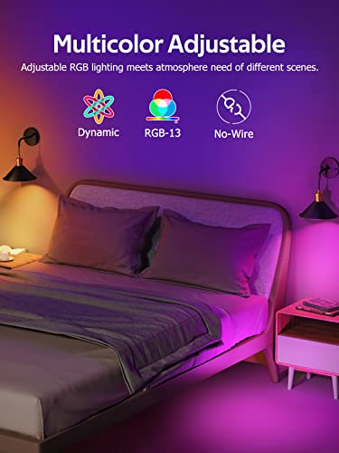 Battery Operated Wall Sconce, Wireless Wall Lights Set Of 2, 13 Rgb Colors Dimmable Battery Powered Wall Lamp Fixture With Remote Control, Memory Function, Auto Timer For Bedroom, Living Room, Hallway #TOP1