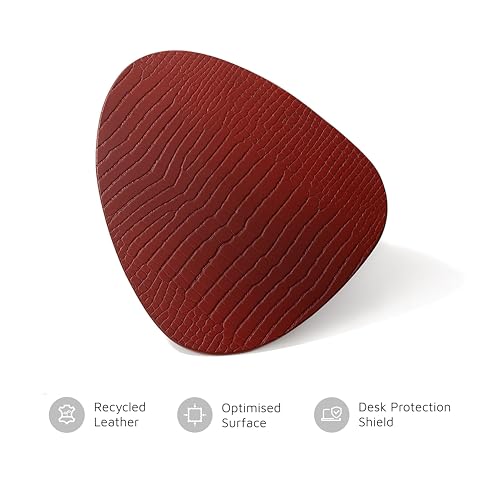 Image of Premium Recycled Leather Mouse Pad for PC | Large Size 25x22cm Mousepad for Laptop Wireless | Handcrafted | Anti-Slip, Anti-Skid, Waterproof| Croco Finish for Home, Office, Gaming, Maroon