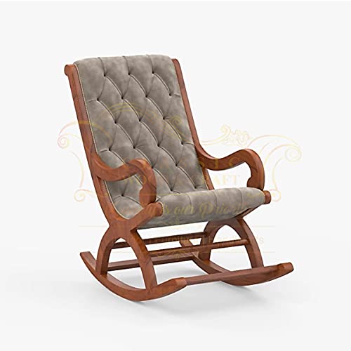 Image of Classic Wood and Craft Wooden Rocking Chair with Sheesham Wood, Rolling and Easy Seating (Model-OWB-23)