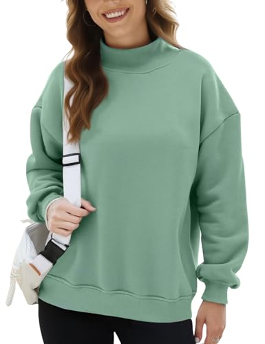 Wyeysyt Women's Mock Neck Sweatshirt Oversized Fall Outfits Fleece Lined