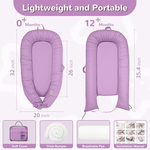 Image of EAQ Baby Lounger, Infant Lounger for Newborn,Portable Baby Nest Cover Breathable & Soft, Newborn Essentials