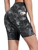 BALEAF Women's 7" Yoga Biker Shorts High Waisted Workout Running Shorts Pocketed Shorts Grey Size XL