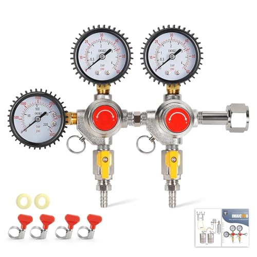 Imaictuu Two System CO2 Regulator Dual Output Keg Regulator Beer Regulator CGA-320 Kegerator Regulator CO2 Beer Keg Regulator with 0-55PSI Working Pressure,CO2 Keg Pressure Regulator for Home Brewing