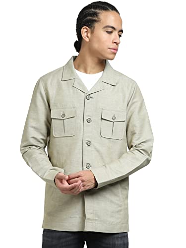 Image of JACK & JONES Men's Standard Length Solid Slim Fit Notch Lapel Collar Jacket