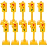 Artibetter 10 Piezas de Semáforo de Plástico Abs Miniatura, Modelo de Señal de Tráfico para Tartas, Decoración Realista y Juguete Educativo para Fiestas Infantiles