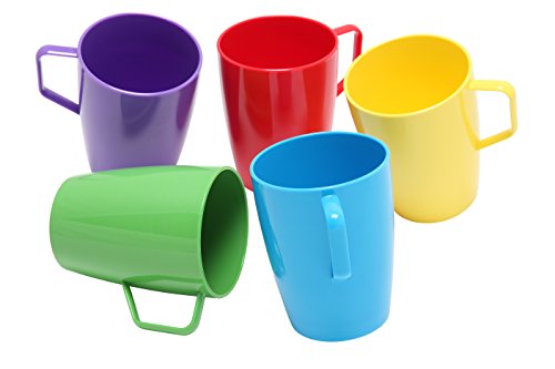 Harfield Rainbow Beakers Mugs with Handle 280ml Set of 5 Multicoloured BPA Free Copolyester Cups Reusable Virtually Unbreakable
