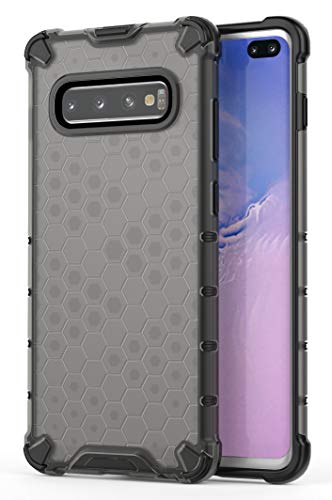 Image of Glasgow | for Samsung Galaxy S10 Plus Honeycomb Pattern Back Case Cover for Samsung Galaxy S10 Plus with 4 Bumper Corners and Military Grade Protection - Black